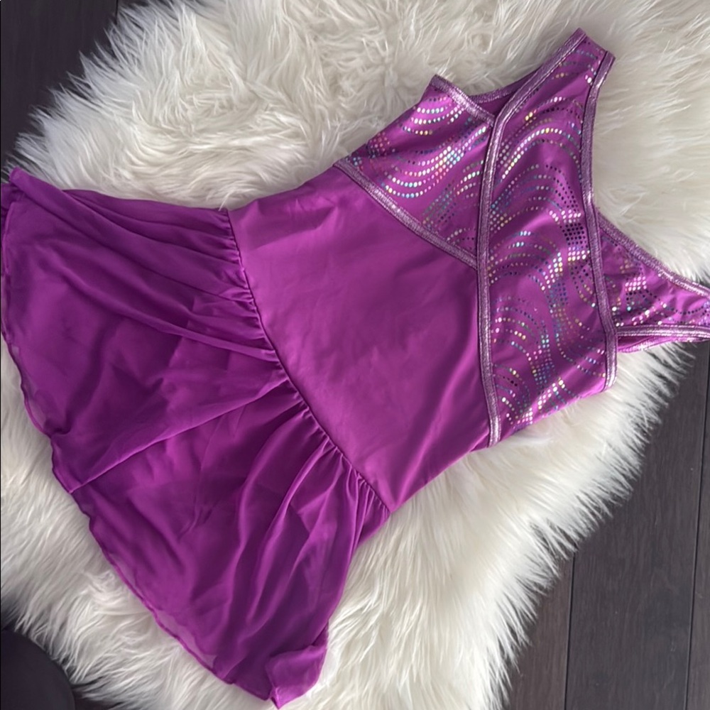 Capezio Purple Dance Leotard with Skirt Girls Size Medium